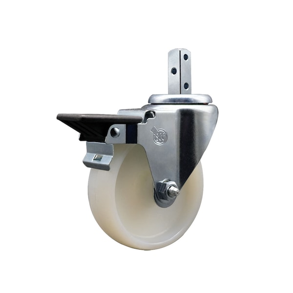 4'' Nylon Wheel Swivel 7/8'' Square Stem Caster with Brake